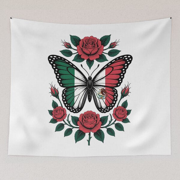Item preview, Mexican Independence Day Mexico Butterfly Flag designed and sold by EllenJast.