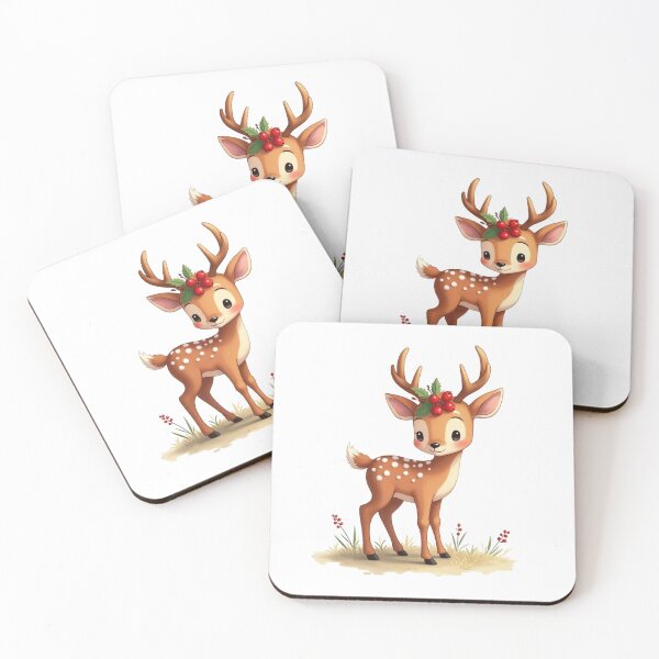 Item preview, Watercolor illustration of a deer with antlers surrounded by delicate flowers and branches, creating a serene and natural forest scene. designed and sold by PWDigitalArt.
