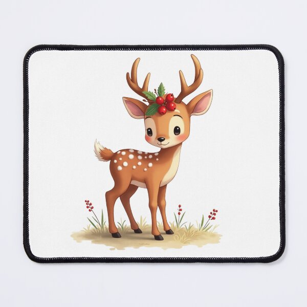 Item preview, Watercolor illustration of a deer with antlers surrounded by delicate flowers and branches, creating a serene and natural forest scene. designed and sold by PWDigitalArt.