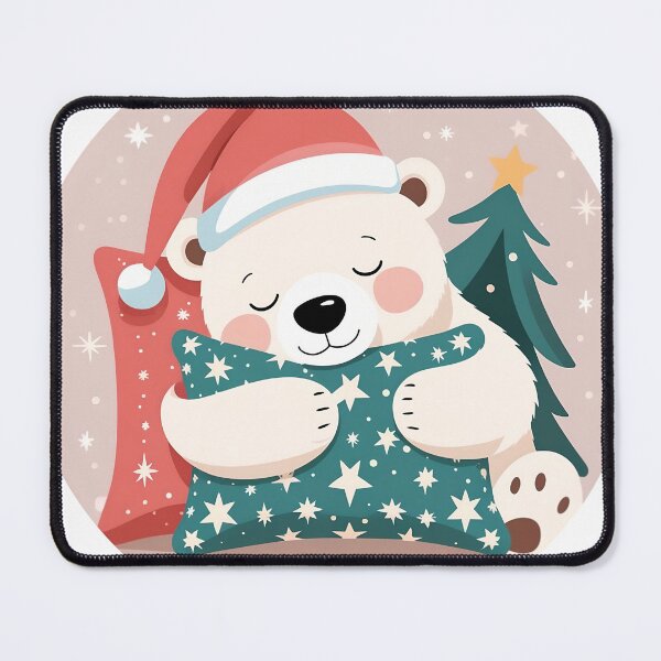 Item preview, Sleepy Polar Bear With Christmas Pillow designed and sold by BankMano.