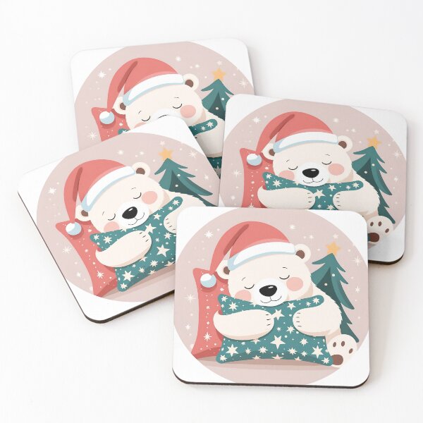 Item preview, Sleepy Polar Bear With Christmas Pillow designed and sold by BankMano.