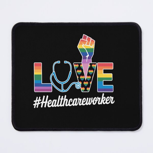 Item preview, LOVE Healthcare Worker LGBT Gay Pride Rainbow Flag Nursing designed and sold by RonnasJackson.