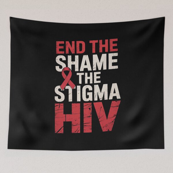 Item preview, End HIV Shame Stigma Red Ribbon Awareness World Aids Day designed and sold by RonnasJackson.