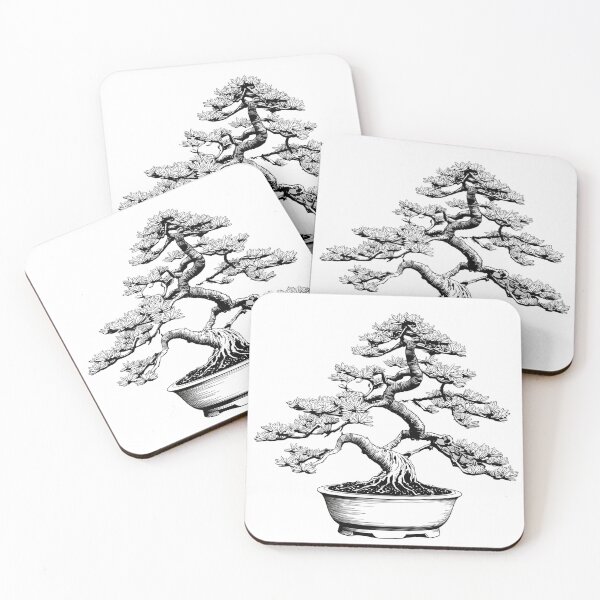 Item preview, Bonsai tree silhouette vector illustration on white background with natural design elements designed and sold by PWDigitalArt.