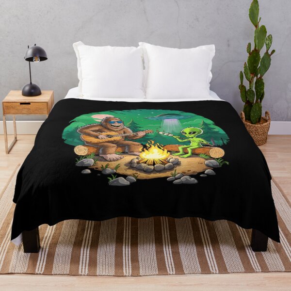 Item preview, Funny Alien And Big Foot Campfire Moon Adventure Hiking designed and sold by reeneregen.