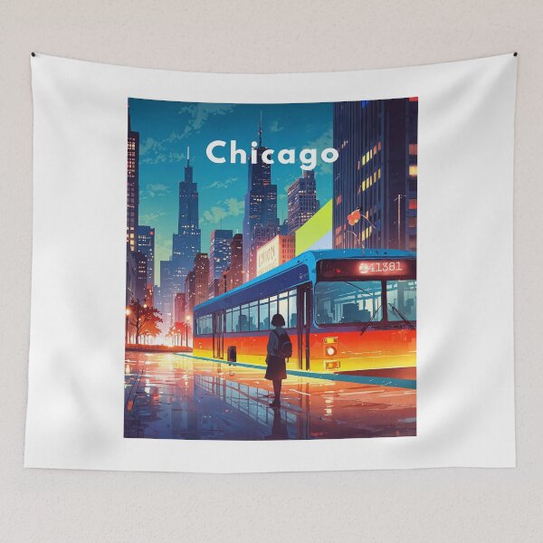 Item preview, Chicago Night Vibes, Cinematic Travel Anime designed and sold by DracoWear.