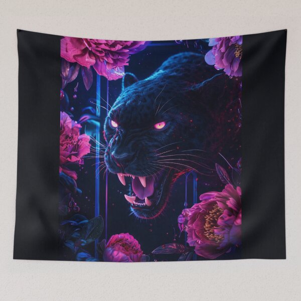 Item preview, Panther in Bloom designed and sold by ArgentoArt.