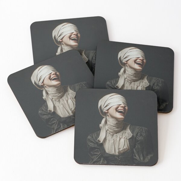 Item preview, Blindfolded Woman Laughing in Dark Victorian Dress designed and sold by Shannon Hilson.