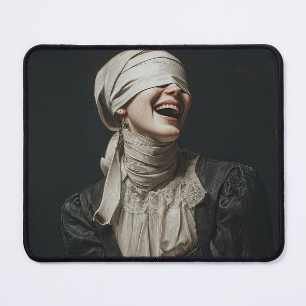 Item preview, Blindfolded Woman Laughing in Dark Victorian Dress designed and sold by Shannon Hilson.
