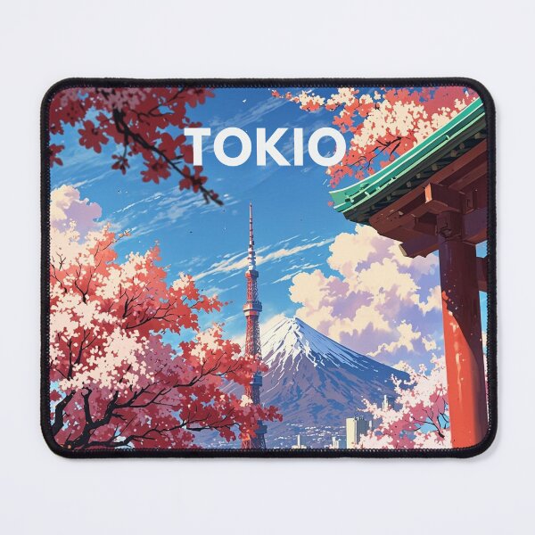 Item preview, Tokio Sakura and Mt Fuji, Cinematic Anime Travel Poster designed and sold by DracoWear.