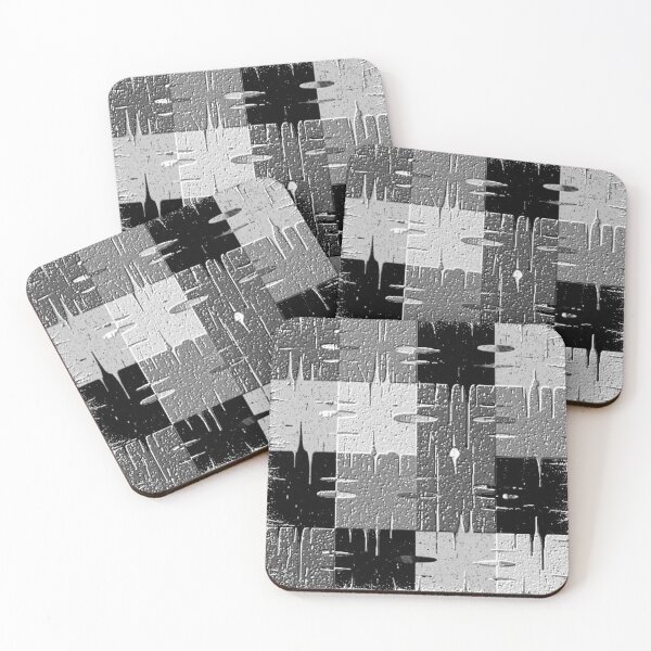 Item preview, black and white distressed squares geometric abstract design  designed and sold by SmashingDeals.