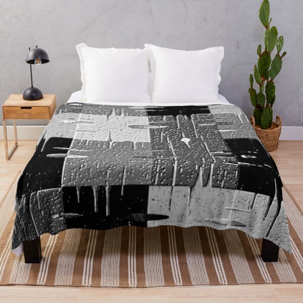 Item preview, black and white distressed squares geometric abstract design designed and sold by SmashingDeals.