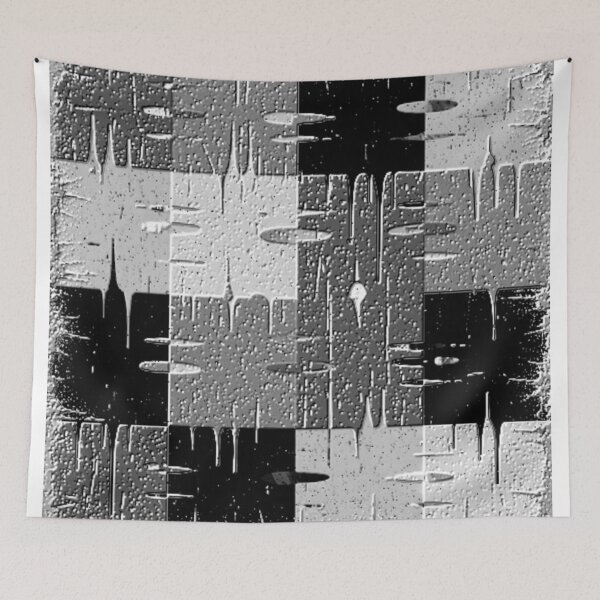Item preview, black and white distressed squares geometric abstract design  designed and sold by SmashingDeals.