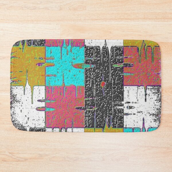 Item preview, multi colored distressed squares geometric abstract design designed and sold by SmashingDeals.