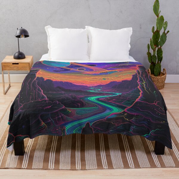 Item preview, Psychedelic Canyon Space Landscape Neon Cosmic River Wall Art designed and sold by ArgentoArt.