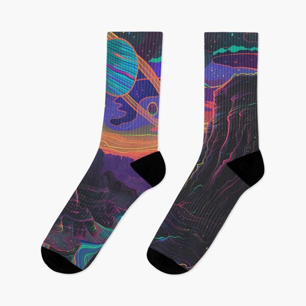 Item preview, Psychedelic Canyon Space Landscape Neon Cosmic River Wall Art designed and sold by ArgentoArt.