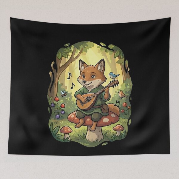 Item preview, Whimsical Forest Fox Mandolin Musician designed and sold by k3rstman1.