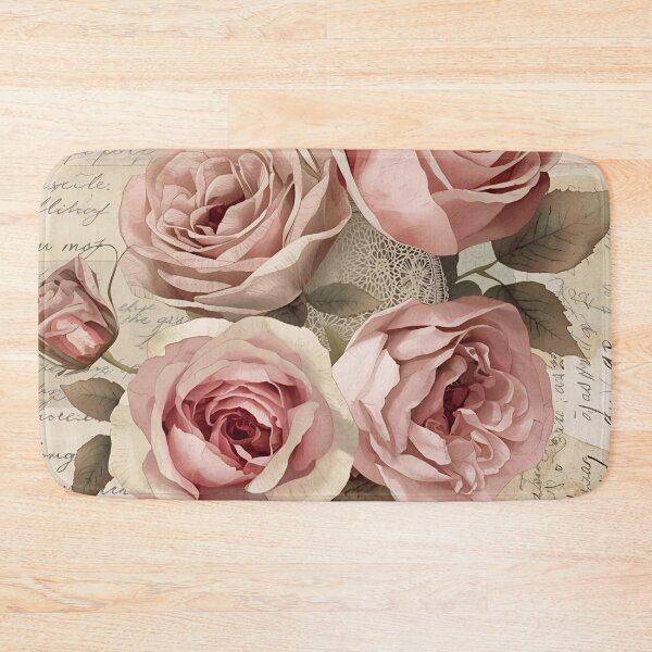 Item preview, Vintage Pink Roses with Antique Handwritten Script designed and sold by LakLuxe studio .
