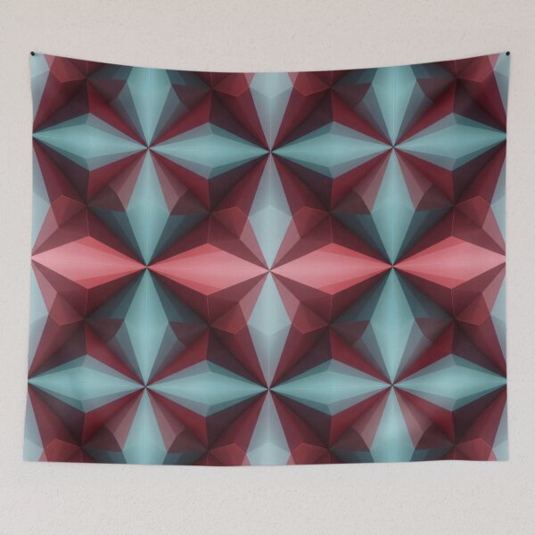 Item preview, Burgundy Teal Facet Pattern designed and sold by Kaleidoscope Print.