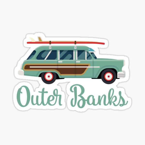 Outer Banks OBX North Carolina Retro Surf Wagon Sticker
