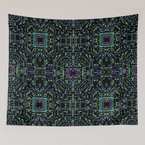 Item preview, Cyber Neon PCB Grid designed and sold by Kaleidoscope Print.