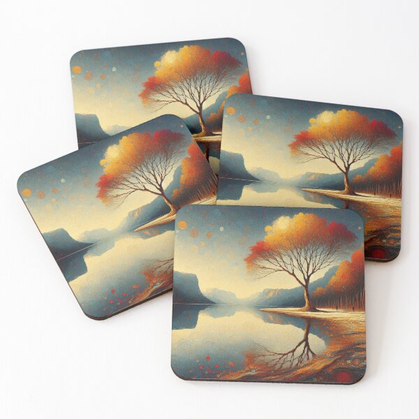 Item preview, Golden Stillness – Autumn Tree Reflection designed and sold by Okmanoo.