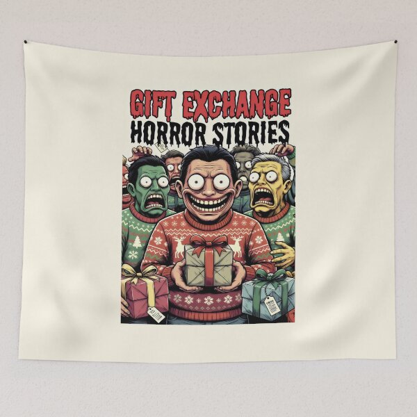 Item preview, Gift Exchange Horror Stories – Satirical Holiday Cartoon with Creepy Characters designed and sold by SplashTastic.