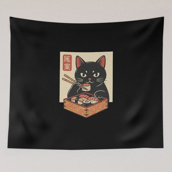 Item preview, Retro Sushi Cat – Midnight Snack designed and sold by SWEET-TINAPAY.