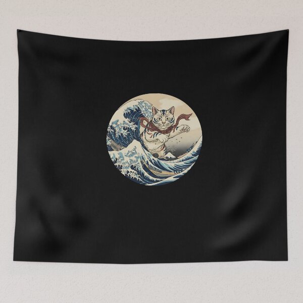 Item preview, Samurai Cat Riding the Great Wave – Ukiyo-e Japanese Art  designed and sold by SWEET-TINAPAY.