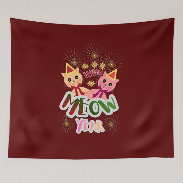 Item preview, Happy Meow Year Cute Cat New Year Illustration designed and sold by HopeAndHustle.