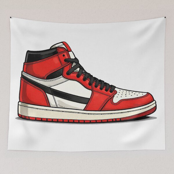 Item preview, Red Black High-Top Sneaker Illustration – Iconic Streetwear Basketball Shoe Art designed and sold by 212sneakers.