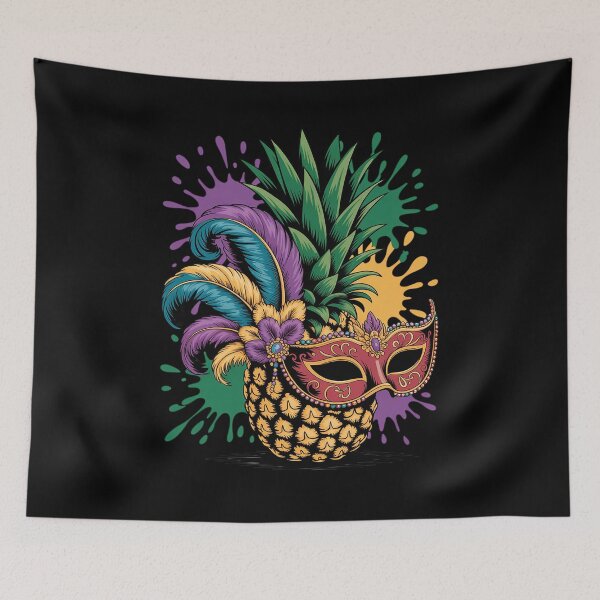 Item preview, Mardi Gras 2026 Pineapple With Parade Mask designed and sold by catsdothingz.