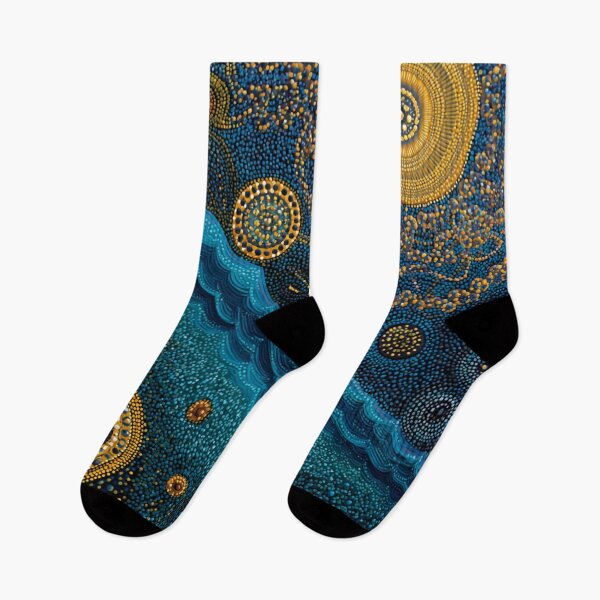 Item preview, Aboriginal Inspired Dot Art - With Abstract Dreamtime Water Waves designed and sold by GrinGalore.