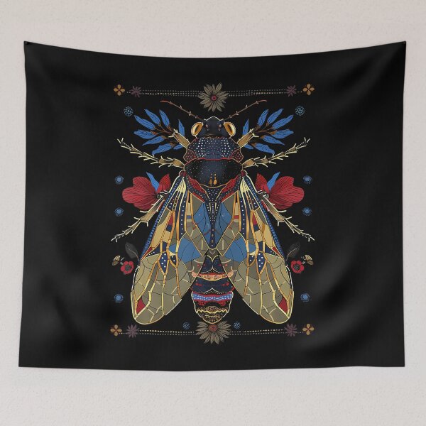 Item preview, Cicada Flowers Vintage Tattoo Art designed and sold by gincasfikret4.