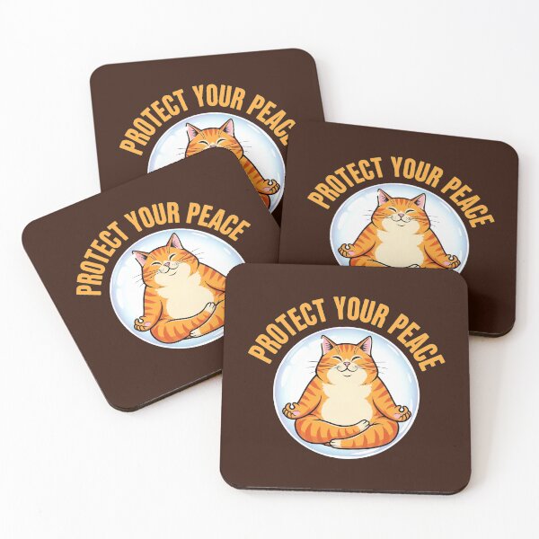 Item preview, Protect Your Peace Meditating Cat in Lotus Pose designed and sold by nuel-art.