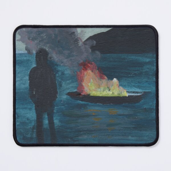 Item preview, Oil Painting of a boat on fire | Modern Viking Funeral designed and sold by idledaze.