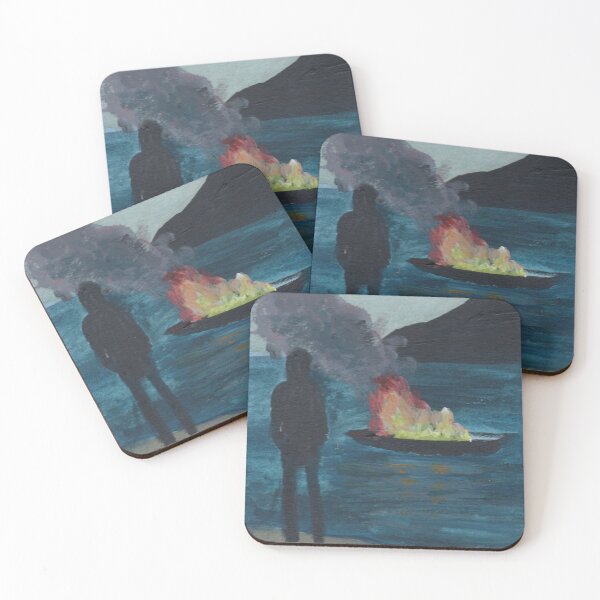Item preview, Oil Painting of a boat on fire | Modern Viking Funeral  designed and sold by idledaze.
