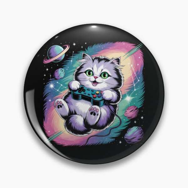 Item preview, Cosmic Gamer Cat – Whimsical Space Illustration with Controller designed and sold by SplashTastic.