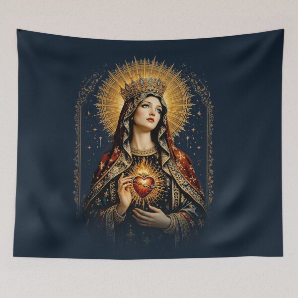 Item preview, Queen of Heaven — Sacred Heart Radiance (Gold Icon) designed and sold by Sanctum Icons.