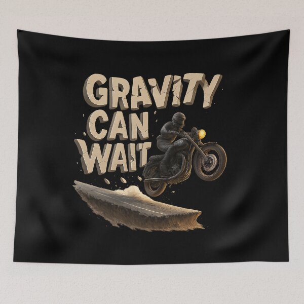 Item preview, Gravity Can Wait - Surreal Motorcycle Typography Art designed and sold by MKreative Studio.
