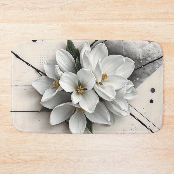 Item preview, White Magnolia Flowers, Abstract Black and White Art designed and sold by SolaoLab.
