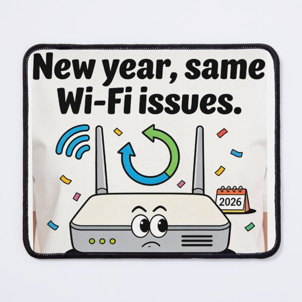 Item preview, New Year, Same Wi‑Fi Issues Funny 2026 Router T‑Shirt designed and sold by goodcrystals.
