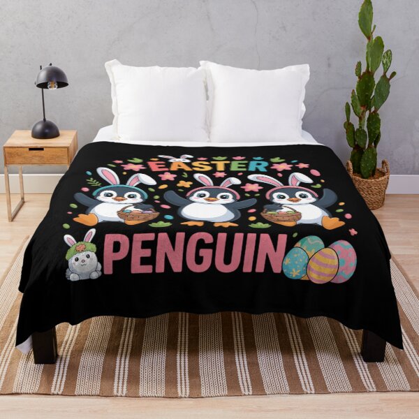 Item preview, Easter Penguin Three Cute Bunny Penguins Hunting Eggs designed and sold by AsteriskDatBArt.
