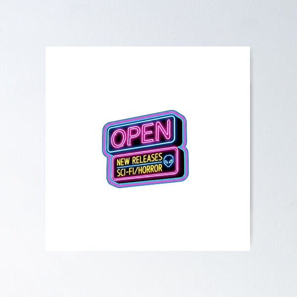 Item preview, Retro Neon Sci-Fi & Horror Movie Sign - 80s Aesthetic Synthwave Art designed and sold by DaveyBoyFlips.