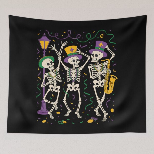 Item preview, Dancing Skeleton Mardi Gras Carnaval Fat Tuesday Louisiana designed and sold by AsteriskDatBArt.