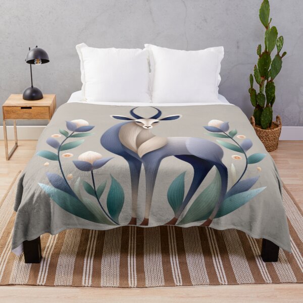 Item preview, Stylized Antelope Floral Illustration designed and sold by PaintbrushPlace.