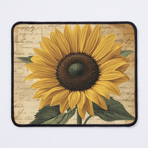 Item preview, Vintage Sunflower Botanical Illustration on Antique Script designed and sold by LakLuxe studio .