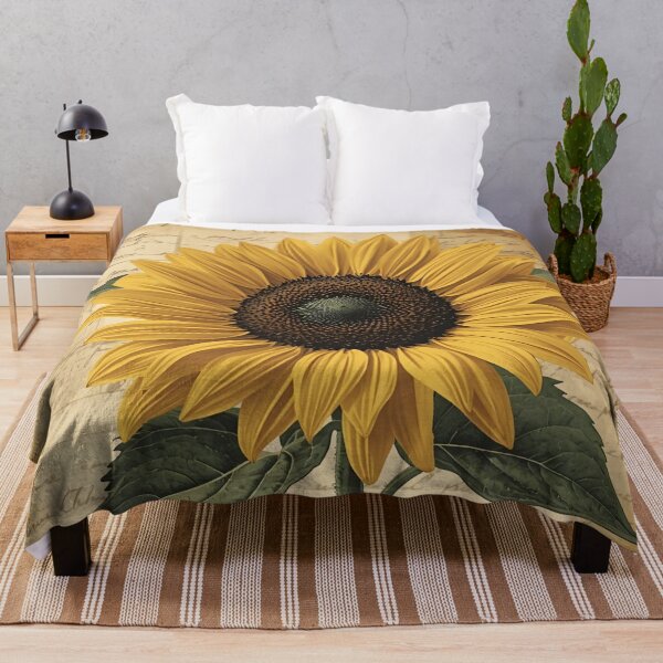 Item preview, Vintage Sunflower Botanical Illustration on Antique Script designed and sold by LakLuxe studio .