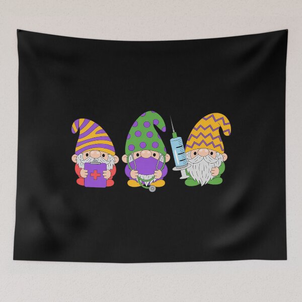 Item preview, Gnomes Nurse Mask Mardi Gras RN ICU NICU ER Scrub Carnival designed and sold by AsteriskDatBArt.
