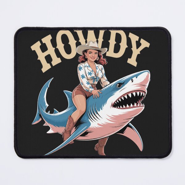 Item preview, Cowgirl Riding Shark Rodeo Funny Western Summer Howdy designed and sold by Eskomeranola.
